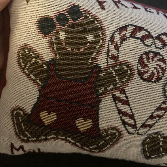 Tapestry Gingerbread Boy Girl Friends Make Christmas Special Throw Pillow 12 x 8 - Picture 5 of 7